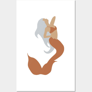 Mermaid with Pale Blue Hair and an Orange Tail Posters and Art